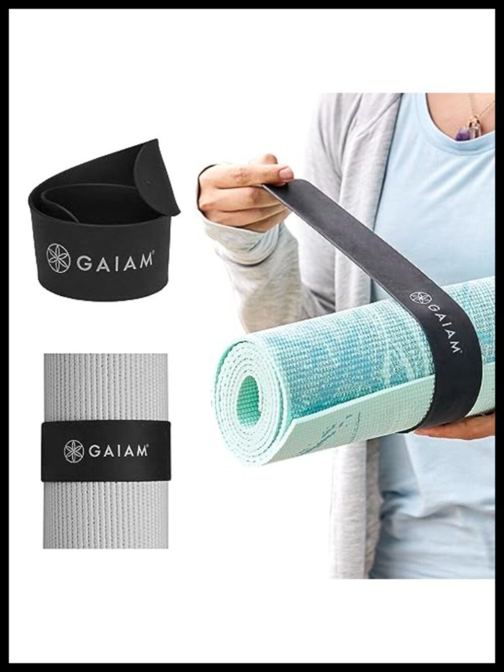 Yoga Mat Strap Slap Band Snap Closure 20in Rubber Mat Holder for Storage